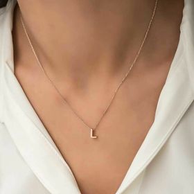 Daha Yok Mu 925 Ayar Gümüş Rose 3 Boyutlu L Harf Kadın Gümüş Kolye