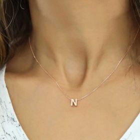 Daha Yok Mu 925 Ayar Gümüş Rose 3 Boyutlu N Harf Kadın Gümüş Kolye