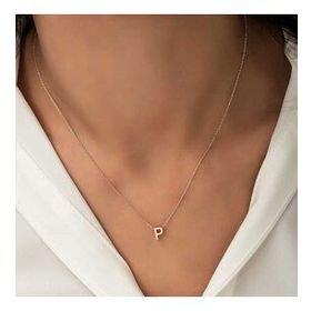 Daha Yok Mu 925 Ayar Gümüş Rose 3 Boyutlu P Harf Kadın Gümüş Kolye