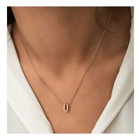 Daha Yok Mu 925 Ayar Gümüş Rose 3 Boyutlu Ü Harf Kadın Gümüş Kolye