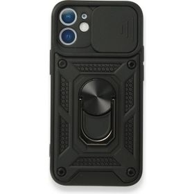 Daha Yok Mu iPhone 12 Pars Lens Yüzüklü Siyah Silikon Kılıf