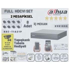 Dahua 8 Kameralı XVR1B08 H265+ 2 mp 1080P Hdcvı Full Hazır Set 8'li İç Mekan Set