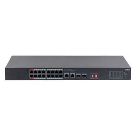 Dahua S3218-16ET-135 16 Port Megabit PoE 135W 2 Port Gigabit Uplink 2 Port Gigabit SFP Longe Range 250 mt Yönetilemez Rack Mount Switch