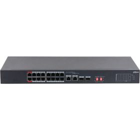 Dahua S3218-16ET-135 16 Port Megabit PoE 135W 2 Port Gigabit Uplink 2 Port Gigabit SFP Longe Range 250 mt Yönetilemez Rack Mount Switch