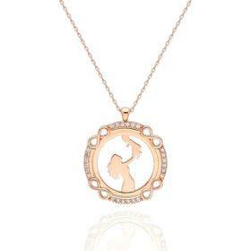 Daire İçinde Anne ve Bebek Kolye