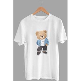 Daksel DKS4191 Beyaz Basic Teddy Bear Baskılı Erkek T-shirt