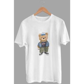 Daksel DKS4192 Beyaz Basic Teddy Bear Baskılı Erkek T-Shirt