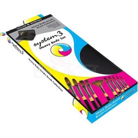 Daler Rowney 10'lu System 3 Brush Heavy Body Zip Cases Uzun Saplı Sentetik Fırça