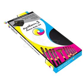 Daler Rowney 10'lu System 3 Brush Heavy Body Zip Cases Uzun Saplı Sentetik Fırça