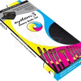 Daler Rowney 10'lu System 3 Brush Heavy Body Zip Cases Uzun Saplı Sentetik Fırça