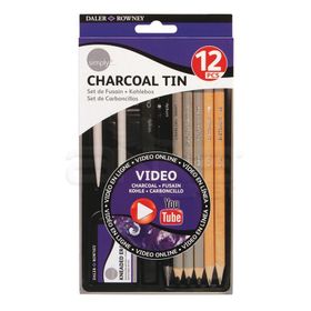 Daler Rowney 12'li Set Simply Charcoal Tin
