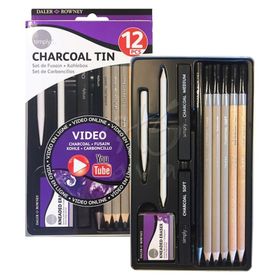 Daler Rowney 12'li Set Simply Charcoal Tin