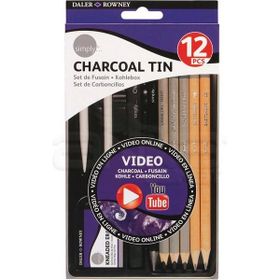 Daler Rowney 12'li Set Simply Charcoal Tin