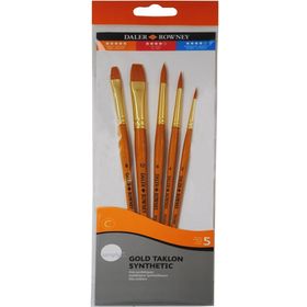 Daler Rowney 216920502 Simply Gold Taklon Sentetik 5'li Fırça Seti