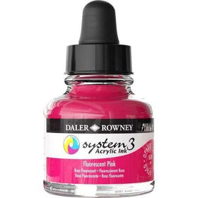 Daler Rowney 5743024 29.5 ml Fluorescent Pink System 3 Akrilik Mürekkep Boya