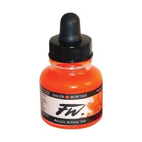 Daler Rowney Fluorescent Orange 653 Fw Acrylic Artist Ink 29.5 ml Cam Şişe