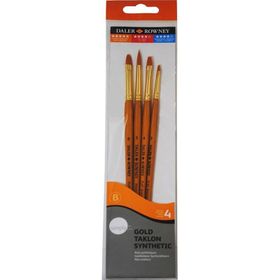 Daler Rowney Kod 403 Simply Gold Taklon Synthetic 4'lü Fırça Seti