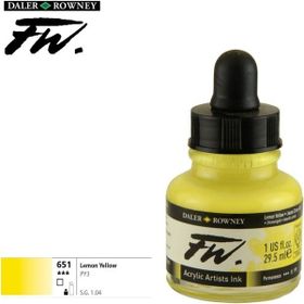 Daler Rowney Lemon Yellow 651 Fw Acrylic Artist Ink 29.5 ml Cam Şişe