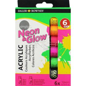 Daler Rowney Neon Glow Simply Akrilik Boya 6'lı Set