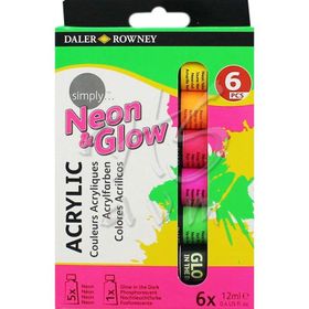 Daler Rowney Neon Glow Simply Akrilik Boya 6'lı Set