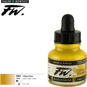 Daler Rowney Ochre 663 FW Acrylic Artist Ink 29.5 ml Cam Şişe Yellow