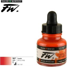 Daler Rowney Scarlet 567 Fw Acrylic Artist Ink 29.5 ml Cam Şişe