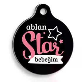 Dalis 2.5 cm Ablan Star Yuvarlak Kedi ve Köpek Künyesi