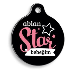 Dalis 2.5 cm Ablan Star Yuvarlak Kedi ve Köpek Künyesi