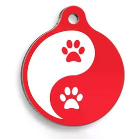 Dalis 3,8 Cm Zen Pati Kırmızı Yuvarlak Kedi ve Köpek Künyesi