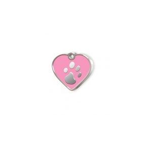 Dalis Kalp Şeklinde Mineli Pembe Küçük Köpek Künyesi