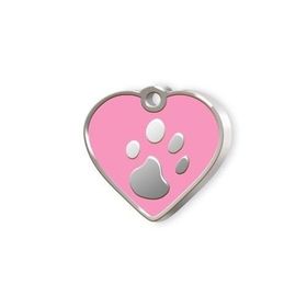 Dalis Kalp Şeklinde Mineli Pembe Küçük Köpek Künyesi