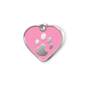 Dalis Kalp Şeklinde Mineli Pembe Küçük Köpek Künyesi