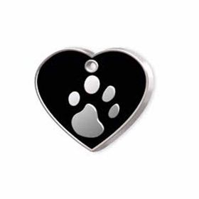 Dalis Kalp Şeklinde Mineli Siyah Büyük Köpek Künyesi