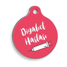 Dalis Pembe Diyabet Hastası 2,5 cm Yuvarlak Kedi ve Köpek Künyesi
