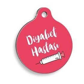 Dalis Pembe Diyabet Hastası 2,5 cm Yuvarlak Kedi ve Köpek Künyesi