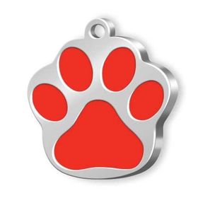 Dalis Pet Tag Kırmızı Mineli Seri Pati Desenli Künye