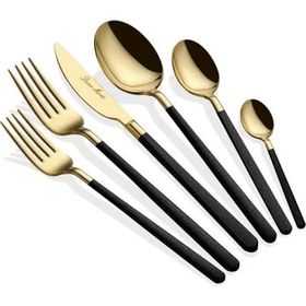 Dame Marie Allegra Black Gold 36 Parça Siyah Çatal Kaşık Bıçak Seti