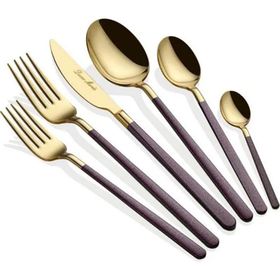Dame Marie Allegra Purple Gold 36 Parça Mor Çatal Kaşık Bıçak Seti