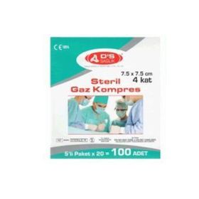 Damla Sağlık 7.5 x 7.5 cm 100'lü Steril Gazlı Bez Kompres Spanç