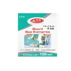 Damla Sağlık 7.5 x 7.5 cm 100'lü Steril Gazlı Bez Kompres Spanç
