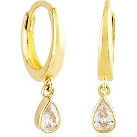 Damla Taşlı 14k Gold Altın Sallantılı Küpe
