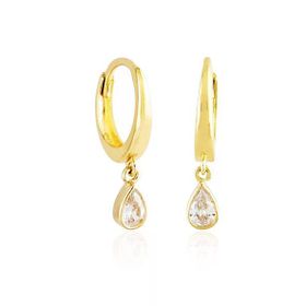 Damla Taşlı 14k Gold Altın Sallantılı Küpe