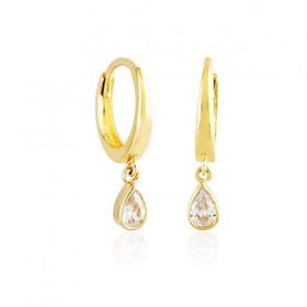 Damla Taşlı 14k Gold Altın Sallantılı Küpe
