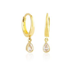 Damla Taşlı 14k Gold Altın Sallantılı Küpe