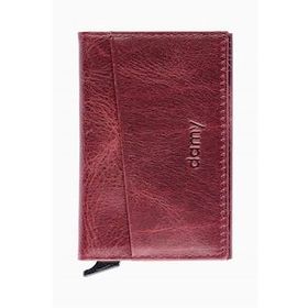 Damy 611CR Bordo Hakiki Deri Unisex Mekanizmalı Kartlık