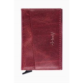 Damy 611CR Bordo Hakiki Deri Unisex Mekanizmalı Kartlık