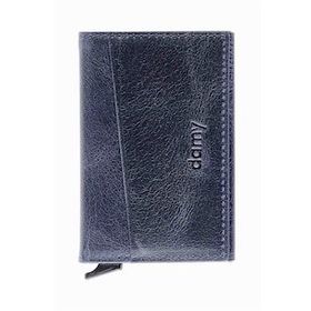 Damy 611CR Lacivert Hakiki Deri Unisex Mekanizmalı Kartlık