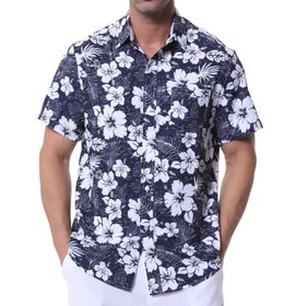 Danfiki Hawaii Kısa Kollu Çiçek Beyaz Çiçek Erkek Gömlek