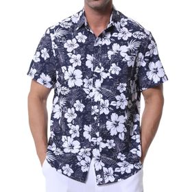 Danfiki Hawaii Kısa Kollu Çiçek Beyaz Çiçek Erkek Gömlek