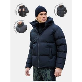 Danger 561DNGR Garnili Su Rüzgar Geçirmez Oversize Siyah Şişme Erkek Mont